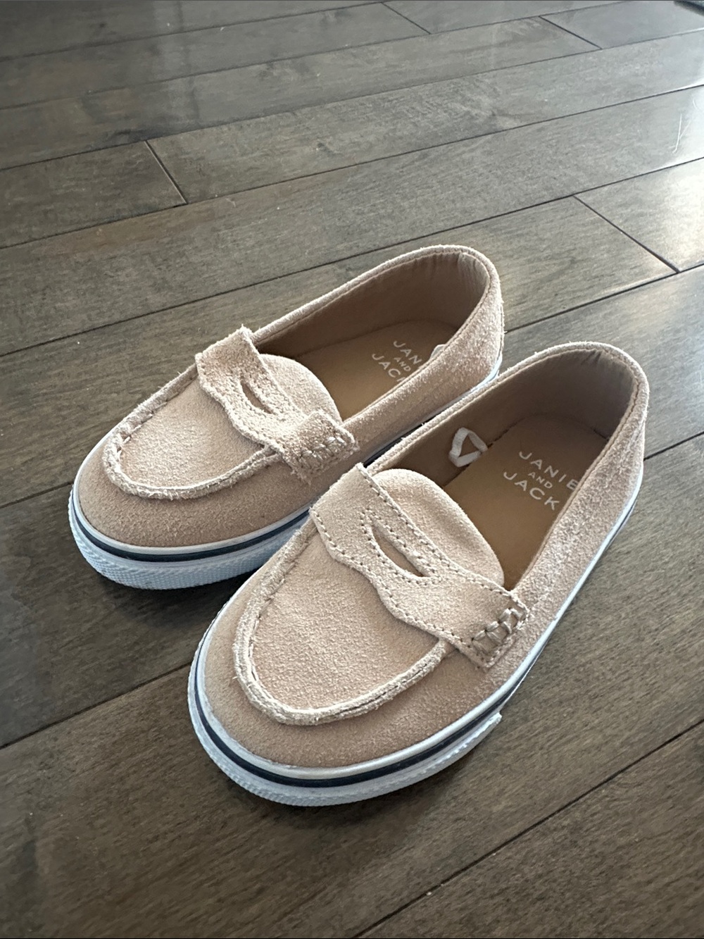 Janie and Jack Kids' Beige Suede Slip-On Moccasins